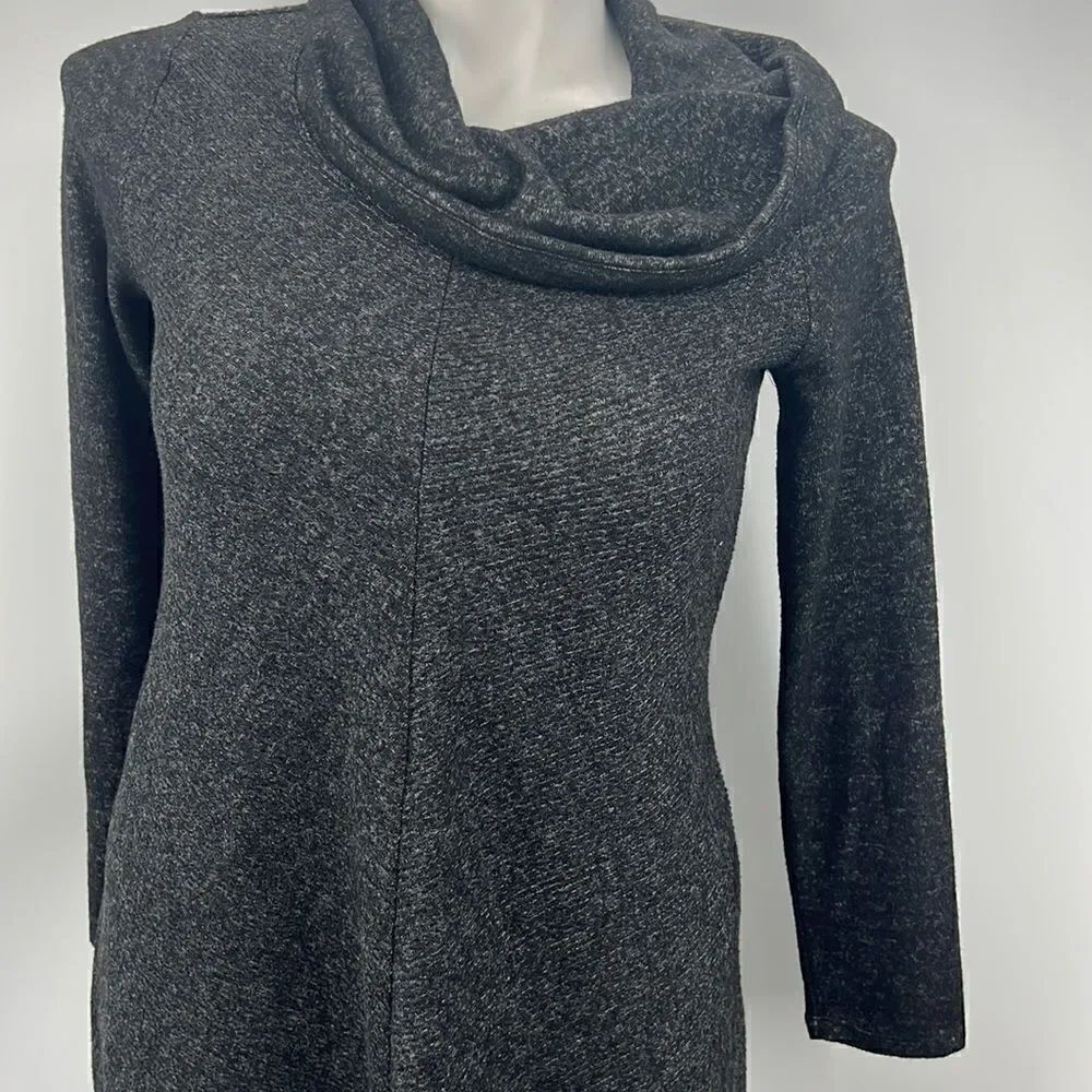By & By long sleeve large black heather cowl neckline dress